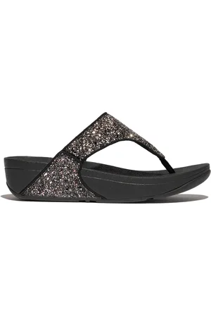 FitFlop Lulu Multi-Tonal Glitter Toe-post Black SandalsEU 36 (UK 3)
