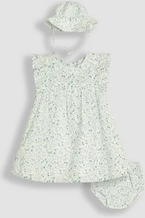 JoJo Maman Bébé 3-Piece Frill Shoulder Baby Dress, Knicker & Hat Set6268 cm