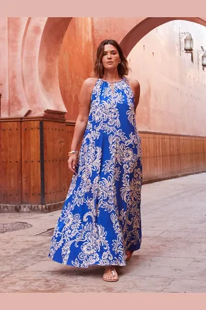 Live Unlimited London Curve Floral Print Halter Neck Midi Dress54