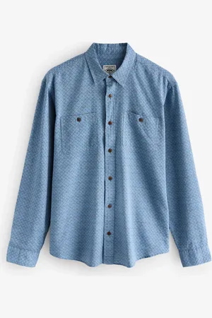 Next Twin Pocket Textured Long Sleeve 100% Cotton ShirtXXL