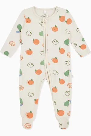 Mori Organic Cotton & Bamboo Fruit Print Zip Up Sleepsuit10