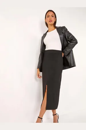 Roman Front Split Knitted Midi Skirt42