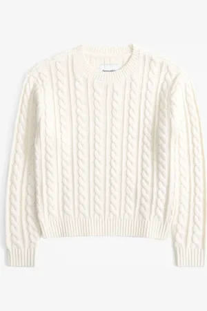 Abercrombie & Fitch Cream Crew Neck Cable Knit Jumper13
