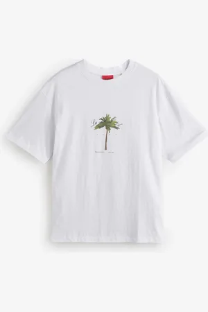HUGO BOSS 100% Cotton Palm Tree Logo T-ShirtX-Large