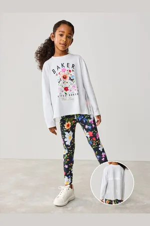 Ted Baker Multi Floral Print Back Pleat 100% Cotton T-Shirt and Printed Leggings Set12