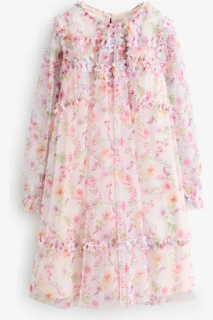 Next Long Sleeve Mesh Ruffle Occasion Dress (3-16yrs)9 lat (134 cm)
