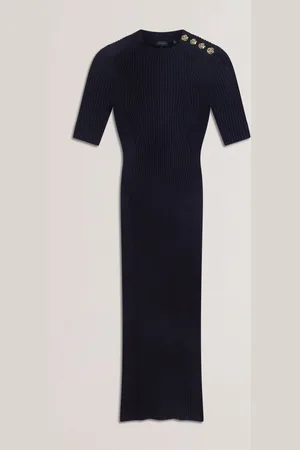 Ted Baker Candiic Ribbed Knit Button Detail Column Dress40