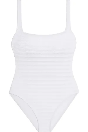 Ralph Lauren Ottoman Mesh Square Neck White Swimsuit38