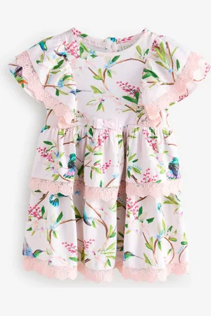 Ted Baker Floral Lace Trim Tier 100% Cotton Dress104110 cm