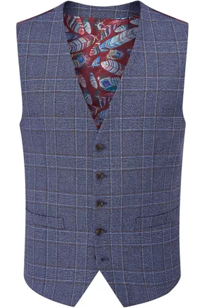 Skopes Tailored Fit Irwin Windowpane Check Suit Waistcoat62 Regular (UK 52 R)
