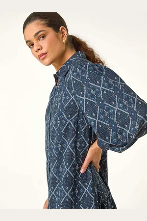 Roman Geometric Print Shirt Dress46