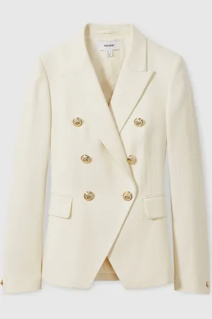 Reiss Tally Tailored Fit Textured Double Breasted Blazer38