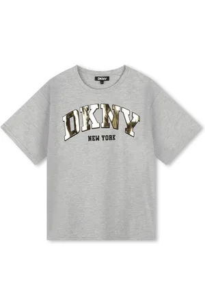 DKNY Oversized Grey Short Sleeve T-Shirt With Metalic Logo16 lat (176 cm)