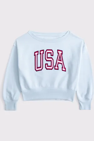 Abercrombie & Fitch Off Shoulder Graphic Jersey Sweatshirt158164 cm