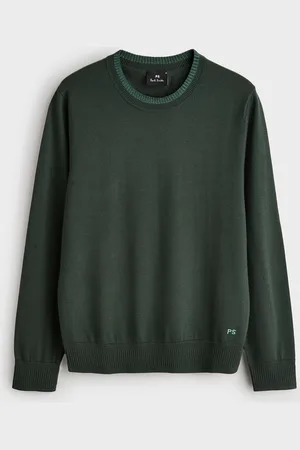 Paul Smith Dark Green Contrast Neck Trim JumperM