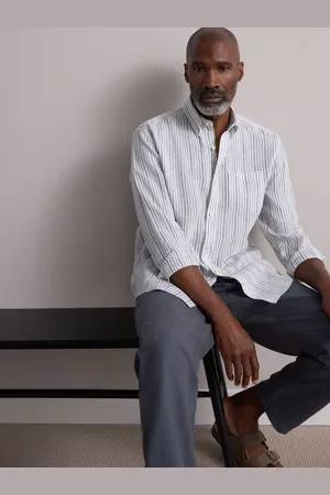 Next Signature 100% Linen Stripe Long Sleeve ShirtM