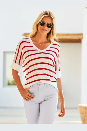 Sosandar Striped Tab Sleeve Linen T-ShirtEU 46 (UK 18)