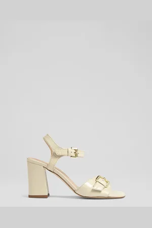 LK Bennett Reeva Buttercream Croc Effect Oloid Buckle SandalsEU 39 (UK 6)