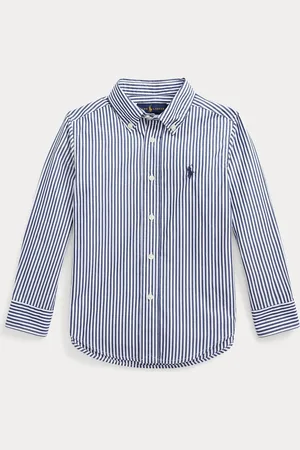 Ralph Lauren Boys Striped 100% Cotton Poplin Blue/White Shirt13 lat (158 cm)