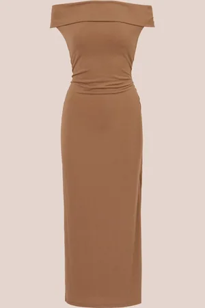 Adrianna Papell Natural Off Shoulder Long Dress42