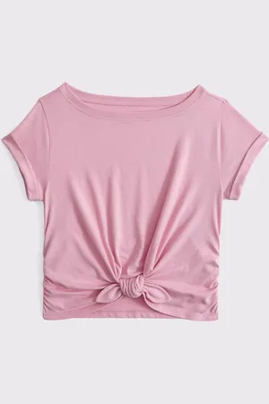 Abercrombie & Fitch Basic Short Sleeve Tie Front Cropped T-Shirt146152 cm