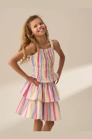 Angel & Rocket Faye Multi Stripe Tiered 100% Cotton Skirt110116 cm