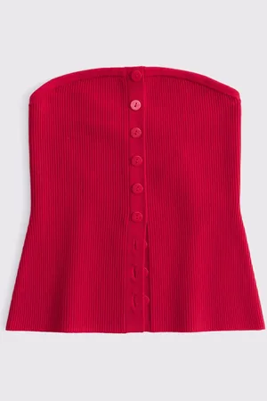 Abercrombie & Fitch Strapless Button Through Knitted Tube TopL