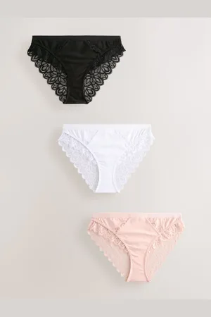 Next Cotton & Lace High Leg Knickers 3 PackEU 44 (UK 16)