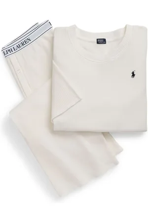 Ralph Lauren Ecru White Club Waffle Top Joggers SetL