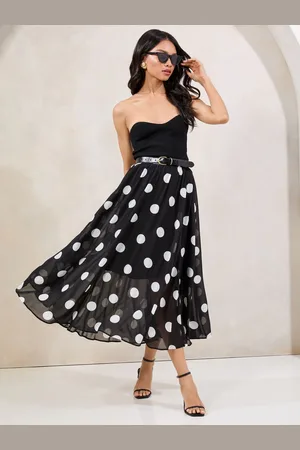 Lipsy London Polka Dot Chiffon Midi Skirt36