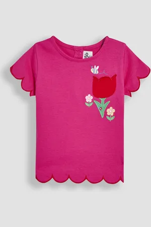JoJo Maman Bébé 100% Cotton Scallop Hem Appliqué Pocket T-Shirt116122 cm