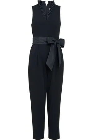 Gina Bacconi Priyanka Crepe Taffeta Combo Black Jumpsuit44