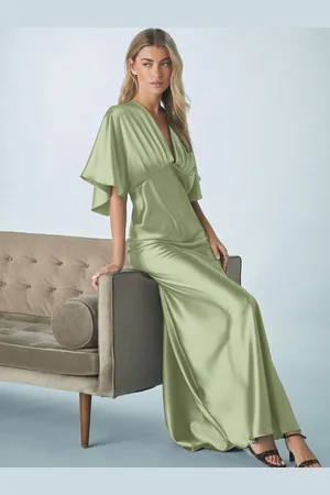 Next Bridesmaid Satin Flutter Sleeve Maxi Dress46tall
