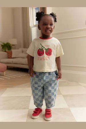 Next Checkerboard 100% Cotton Jeans and Cherry T-Shirt Set (3mths-7yrs)104110 cm