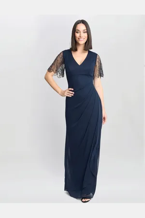 Gina Bacconi Blue Josephine V-Neck Maxi Dress With Embellished Sleeve48
