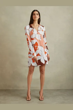 Reiss Tanya Printed Tie Neck Mini DressEU 36 (UK 8)