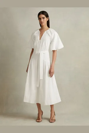 Reiss Alice Lyocell Blend Puff Sleeve Midi DressEU 40 (UK 12)