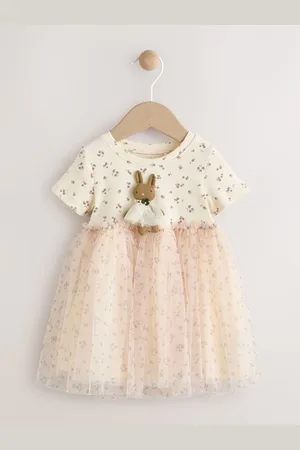 Next Short Sleeve Rib Mesh Party Dress (3mths-7yrs)98104 cm