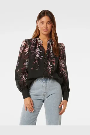 Forever New Parker Placement Print Top With a Touch of Linen40