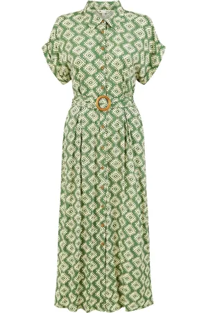 Yumi Viscose Midi Shirt Dress With Matching Belt46