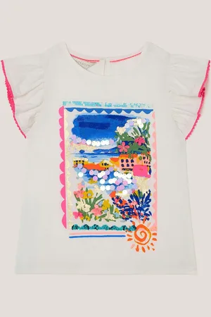 Monsoon Resort Scene Embellished 100% Cotton T-Shirt98104 cm