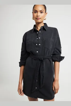 River Island Mini Belted Denim 100% Cotton Shirt Dress40