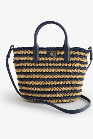 Ralph Lauren Natural Brie Striped Straw Raffia Tote BagJeden