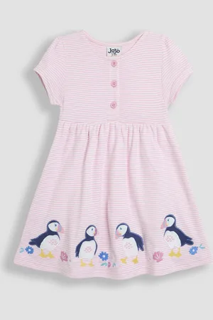 JoJo Maman Bébé Appliqué Button Front 100% Cotton Dress98104 cm