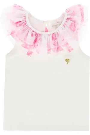 Angels Face Marlene Roses White Ruffle Top140146 cm