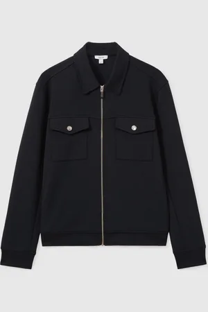 Reiss Medina Zipped Interlock-Jersey OvershirtL