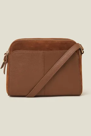 Accessorize Double Zip Leather Crossbody BagJeden