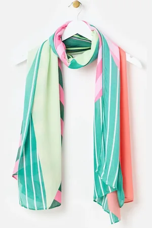 Oliver Bonas Green And Pink Abstract Striped Lightweight ScarfJeden