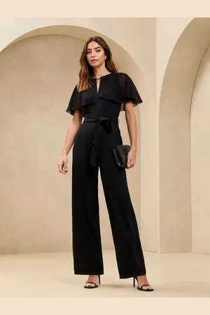 Lipsy London Chiffon Cape Sleeve Keyhole Jumpsuit34