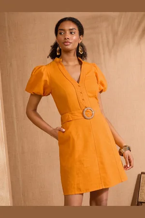 Love & Roses V-Neck Belted Puff Sleeve Mini Dress38